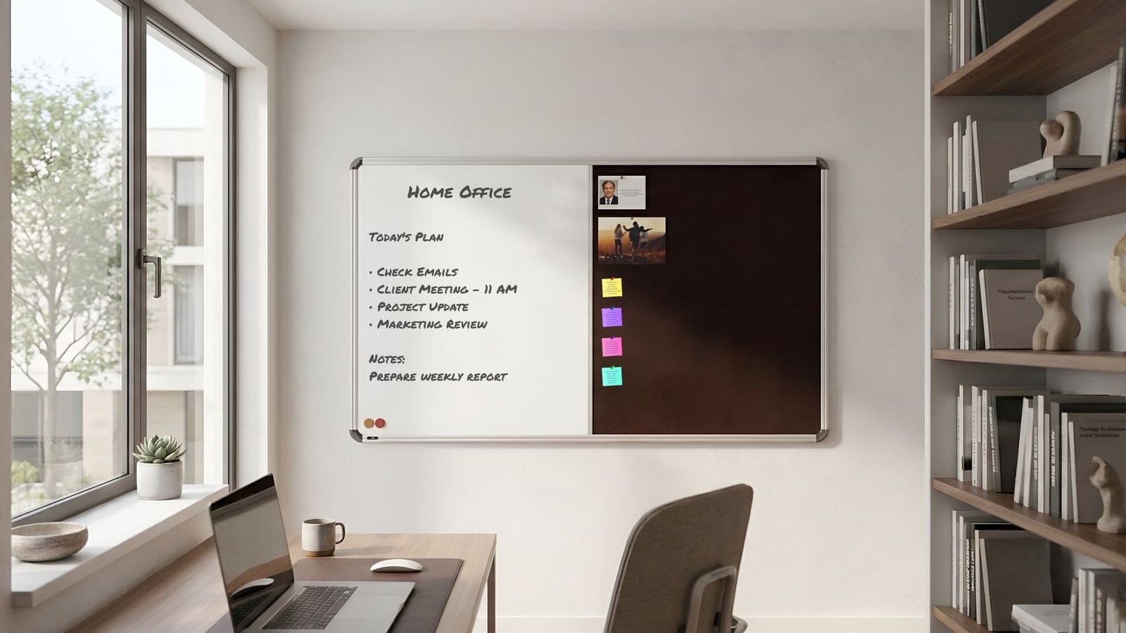 Scholar Art whiteboard and pin-up board in an office meeting room