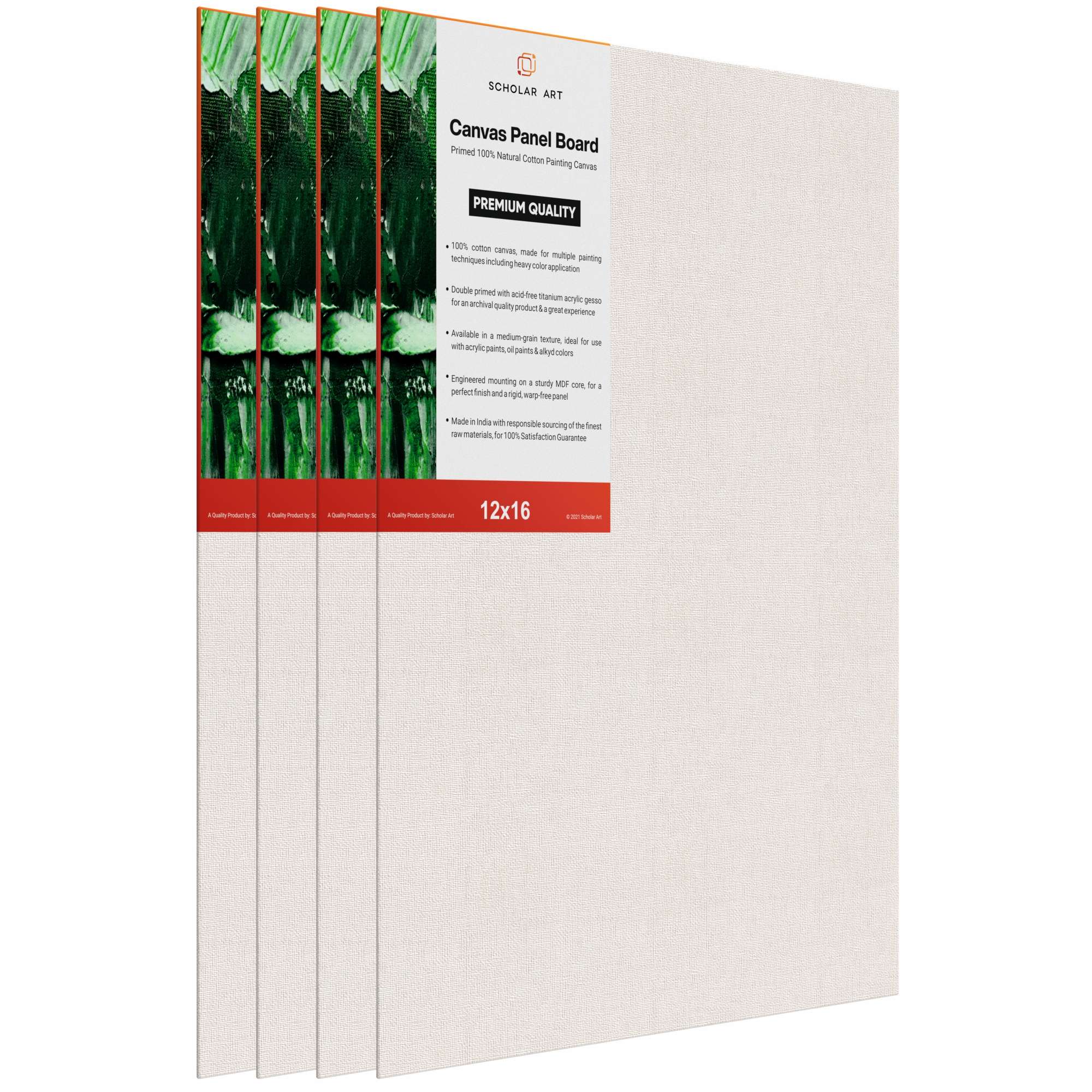 Artist Series (340 GSM) 100% Primed Cotton Canvas Panel Board